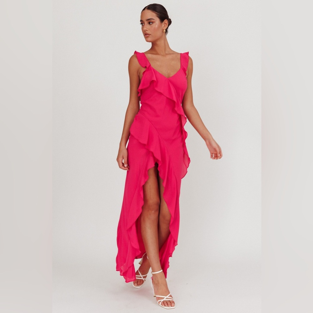 JOYRIDE RUFFLE MAXI DRESS MAGENTA